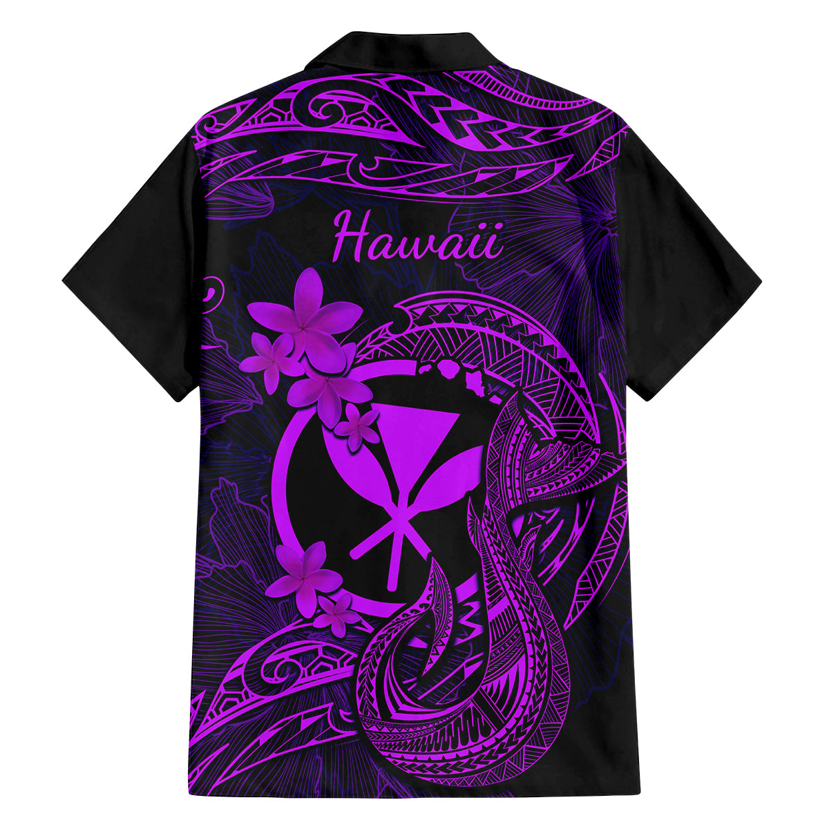 Hawaii Family Matching Puletasi Dress and Hawaiian Shirt Fish Hook Tattoo Mix Polynesian Plumeria Purple Version LT14 - Polynesian Pride