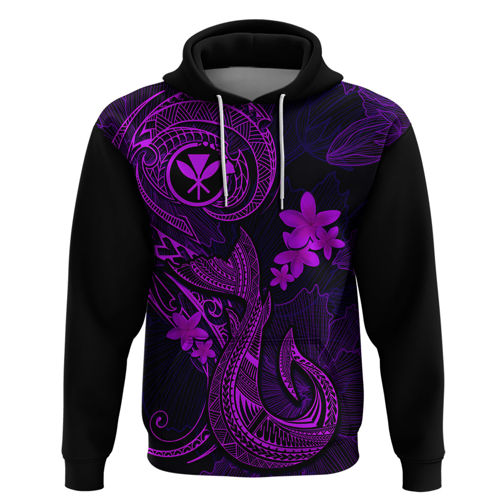 Hawaii Hoodie Fish Hook Tattoo Mix Polynesian Plumeria Purple Version LT14 Pullover Hoodie Purple - Polynesian Pride