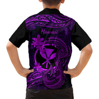 Hawaii Kid Hawaiian Shirt Fish Hook Tattoo Mix Polynesian Plumeria Purple Version LT14 - Polynesian Pride