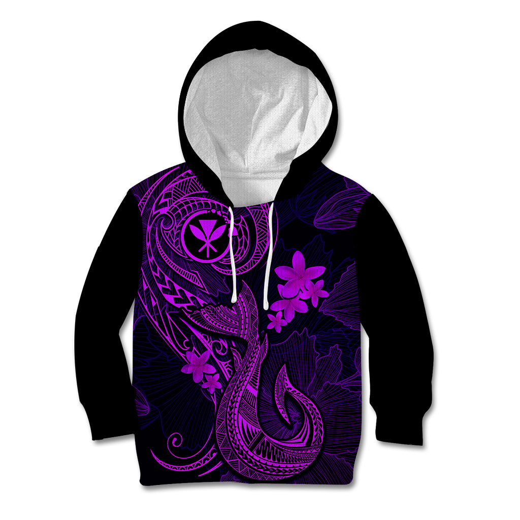 Hawaii Kid Hoodie Fish Hook Tattoo Mix Polynesian Plumeria Purple Version LT14 Purple - Polynesian Pride