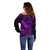 Hawaii Off Shoulder Sweater Fish Hook Tattoo Mix Polynesian Plumeria Purple Version LT14 - Polynesian Pride