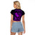 Hawaii Raglan Cropped T Shirt Fish Hook Tattoo Mix Polynesian Plumeria Purple Version LT14 - Polynesian Pride