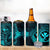 Hawaii 4 in 1 Can Cooler Tumbler Fish Hook Tattoo Mix Polynesian Plumeria Turquoise Version