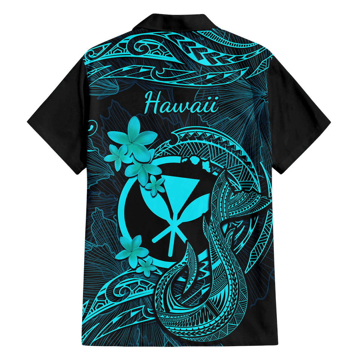 Hawaii Family Matching Long Sleeve Bodycon Dress and Hawaiian Shirt Fish Hook Tattoo Mix Polynesian Plumeria Turquoise Version LT14 - Polynesian Pride