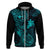 Hawaii Hoodie Fish Hook Tattoo Mix Polynesian Plumeria Turquoise Version LT14 Zip Hoodie Turquoise - Polynesian Pride