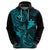 Hawaii Hoodie Fish Hook Tattoo Mix Polynesian Plumeria Turquoise Version LT14 - Polynesian Pride