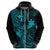 Hawaii Hoodie Fish Hook Tattoo Mix Polynesian Plumeria Turquoise Version LT14 - Polynesian Pride