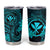 Hawaii Tumbler Cup Fish Hook Tattoo Mix Polynesian Plumeria Turquoise Version