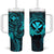 Hawaii Tumbler With Handle Fish Hook Tattoo Mix Polynesian Plumeria Turquoise Version