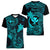 Hawaii Women V Neck T Shirt Fish Hook Tattoo Mix Polynesian Plumeria Turquoise Version LT14 - Polynesian Pride