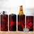 Hawaii 4 in 1 Can Cooler Tumbler Fish Hook Tattoo Mix Polynesian Plumeria Red Version