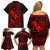 Hawaii Family Matching Off Shoulder Short Dress and Hawaiian Shirt Fish Hook Tattoo Mix Polynesian Plumeria Red Version LT14 - Polynesian Pride