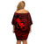 Hawaii Family Matching Off Shoulder Short Dress and Hawaiian Shirt Fish Hook Tattoo Mix Polynesian Plumeria Red Version LT14 - Polynesian Pride