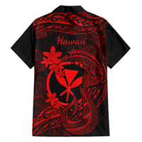 Hawaii Family Matching Short Sleeve Bodycon Dress and Hawaiian Shirt Fish Hook Tattoo Mix Polynesian Plumeria Red Version LT14 - Polynesian Pride