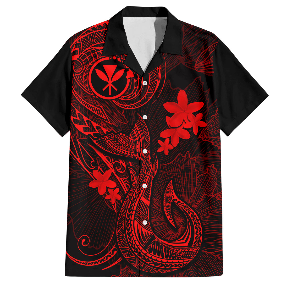 Hawaii Kid Hawaiian Shirt Fish Hook Tattoo Mix Polynesian Plumeria Red Version LT14 Kid Red - Polynesian Pride