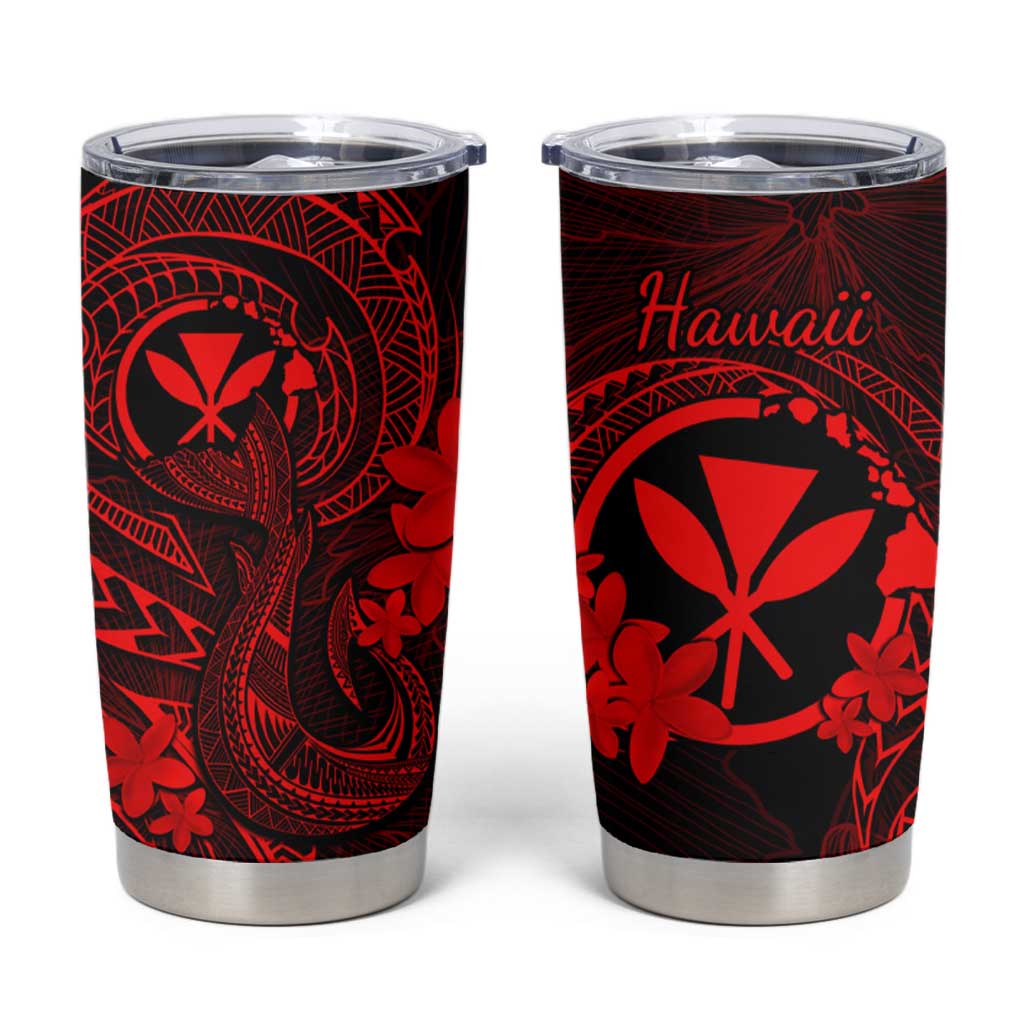 Hawaii Tumbler Cup Fish Hook Tattoo Mix Polynesian Plumeria Red Version