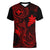 Hawaii Women V Neck T Shirt Fish Hook Tattoo Mix Polynesian Plumeria Red Version LT14 Female Red - Polynesian Pride