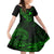 Hawaii Family Matching Off Shoulder Short Dress and Hawaiian Shirt Fish Hook Tattoo Mix Polynesian Plumeria Green Version LT14 Daughter's Dress Green - Polynesian Pride