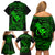 Hawaii Family Matching Off Shoulder Short Dress and Hawaiian Shirt Fish Hook Tattoo Mix Polynesian Plumeria Green Version LT14 - Polynesian Pride