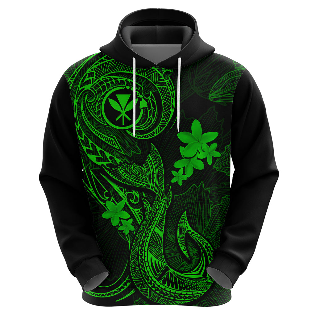 Hawaii Hoodie Fish Hook Tattoo Mix Polynesian Plumeria Green Version LT14 - Polynesian Pride
