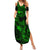 Hawaii Summer Maxi Dress Fish Hook Tattoo Mix Polynesian Plumeria Green Version LT14 Women Green - Polynesian Pride