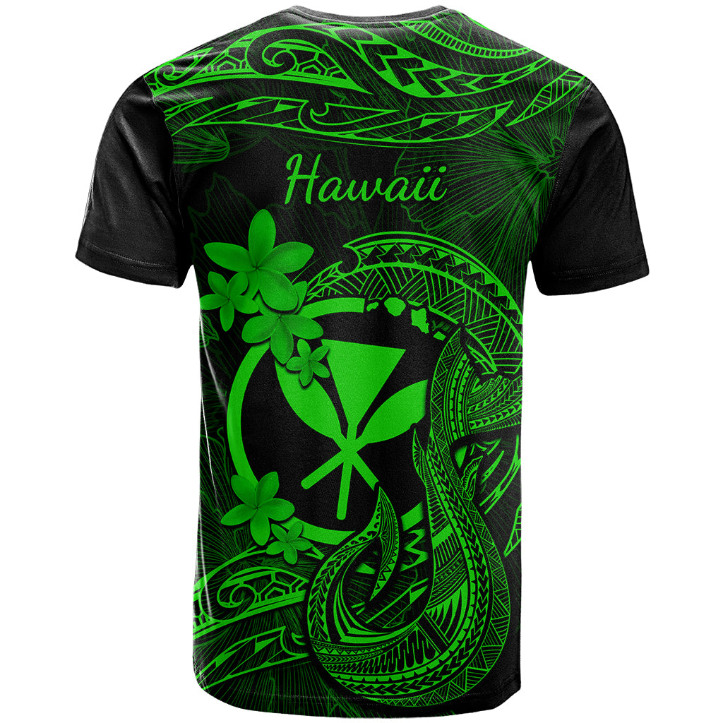 Hawaii T Shirt Fish Hook Tattoo Mix Polynesian Plumeria Green Version LT14 - Polynesian Pride