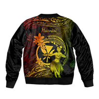 Hawaii Bomber Jacket Hula Girl Mix Polynesian Plumeria Reggae Version LT14 - Polynesian Pride