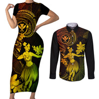 Hawaii Couples Matching Short Sleeve Bodycon Dress and Long Sleeve Button Shirts Hula Girl Mix Polynesian Plumeria Reggae Version LT14 Reggae - Polynesian Pride