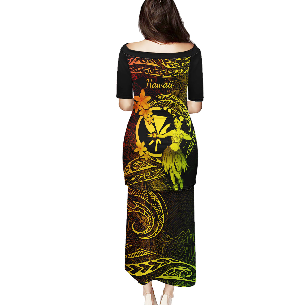 Hawaii Family Matching Puletasi Dress and Hawaiian Shirt Hula Girl Mix Polynesian Plumeria Reggae Version LT14 - Polynesian Pride