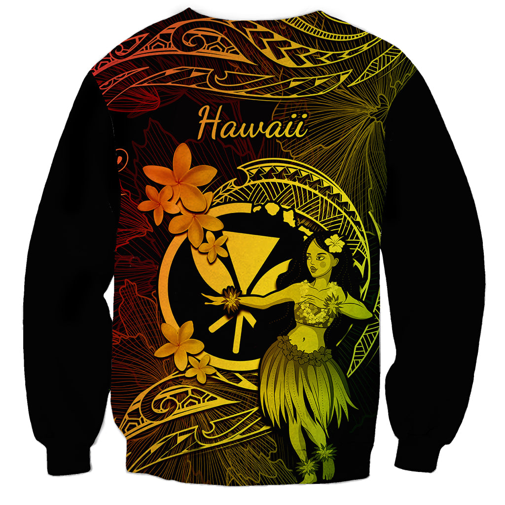 Hawaii Sweatshirt Hula Girl Mix Polynesian Plumeria Reggae Version LT14 - Polynesian Pride