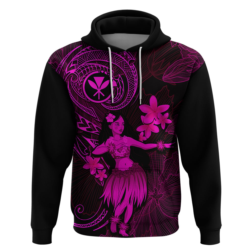 Hawaii Hoodie Hula Girl Mix Polynesian Plumeria Pink Version LT14 Pullover Hoodie Pink - Polynesian Pride