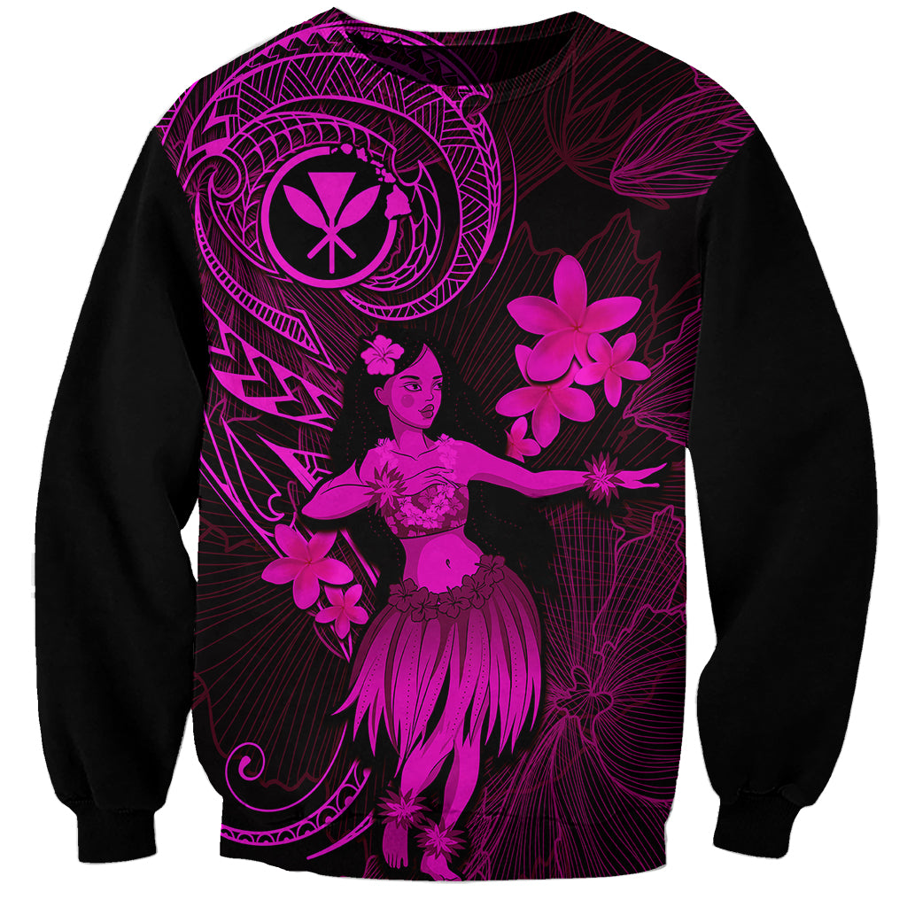 Hawaii Sweatshirt Hula Girl Mix Polynesian Plumeria Pink Version LT14 Unisex Pink - Polynesian Pride