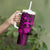 Hawaii Tumbler With Handle Hula Girl Mix Polynesian Plumeria Pink Version