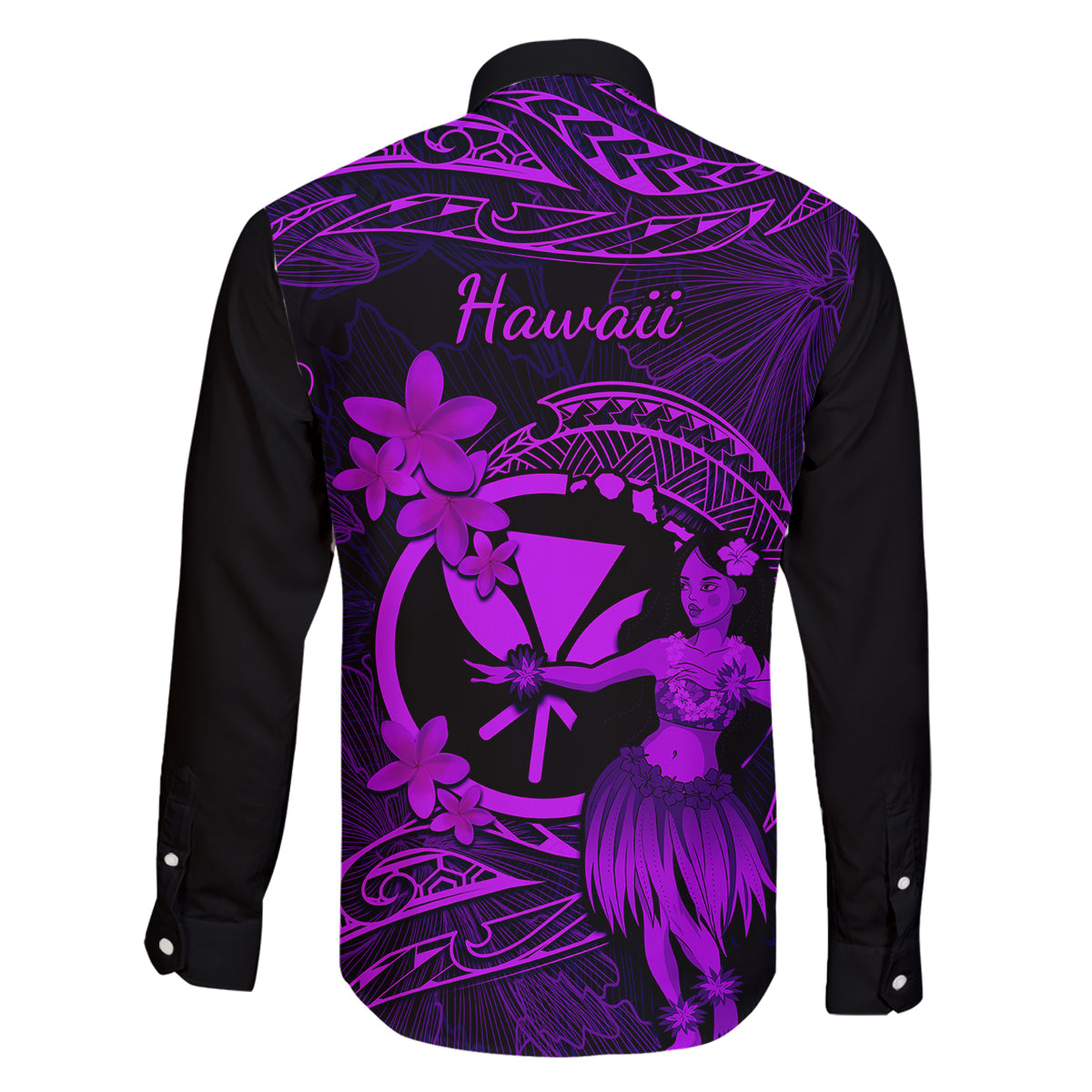 Hawaii Family Matching Summer Maxi Dress and Hawaiian Shirt Hula Girl Mix Polynesian Plumeria Purple Version LT14 - Polynesian Pride