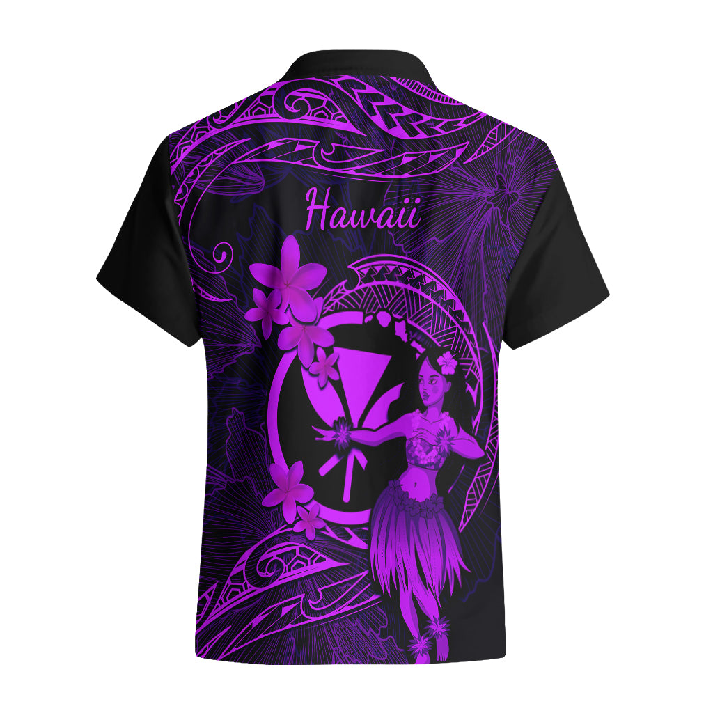 Hawaii Hawaiian Shirt Hula Girl Mix Polynesian Plumeria Purple Version LT14 - Polynesian Pride