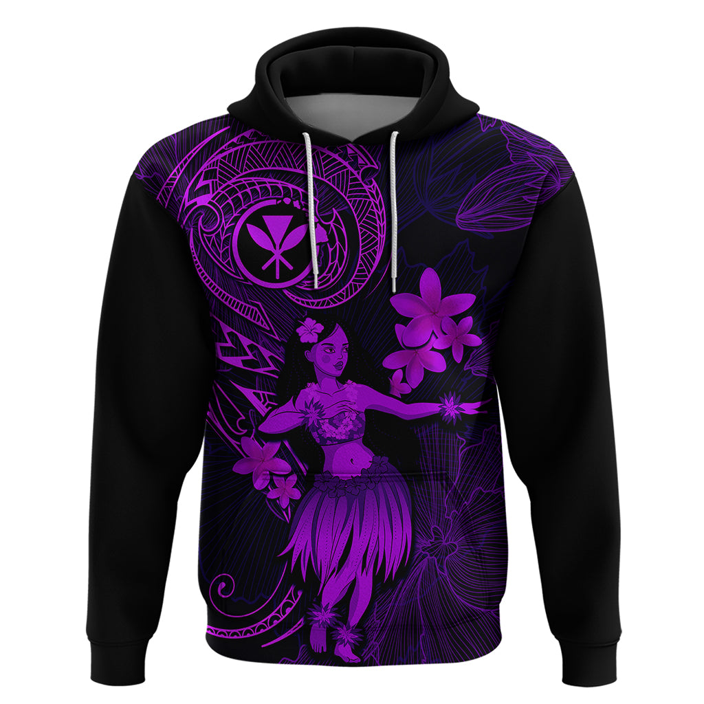 Hawaii Hoodie Hula Girl Mix Polynesian Plumeria Purple Version LT14 Pullover Hoodie Purple - Polynesian Pride