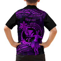 Hawaii Kid Hawaiian Shirt Hula Girl Mix Polynesian Plumeria Purple Version LT14 - Polynesian Pride