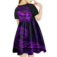 Hawaii Kid Short Sleeve Dress Hula Girl Mix Polynesian Plumeria Purple Version LT14 - Polynesian Pride