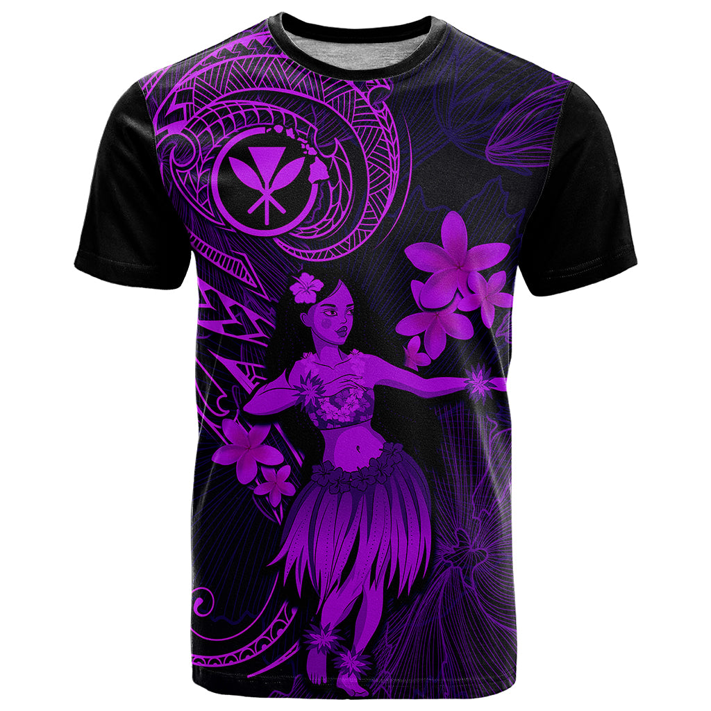 Hawaii T Shirt Hula Girl Mix Polynesian Plumeria Purple Version LT14 Purple - Polynesian Pride