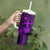 Hawaii Tumbler With Handle Hula Girl Mix Polynesian Plumeria Purple Version