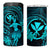 Hawaii 4 in 1 Can Cooler Tumbler Hula Girl Mix Polynesian Plumeria Turquoise Version