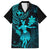 Hawaii Family Matching Off Shoulder Short Dress and Hawaiian Shirt Hula Girl Mix Polynesian Plumeria Turquoise Version LT14 Dad's Shirt - Short Sleeve Turquoise - Polynesian Pride