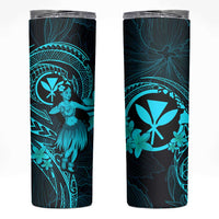 Hawaii Skinny Tumbler Hula Girl Mix Polynesian Plumeria Turquoise Version