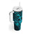 Hawaii Tumbler With Handle Hula Girl Mix Polynesian Plumeria Turquoise Version