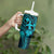 Hawaii Tumbler With Handle Hula Girl Mix Polynesian Plumeria Turquoise Version