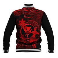 Hawaii Baseball Jacket Hula Girl Mix Polynesian Plumeria Red Version LT14 - Polynesian Pride