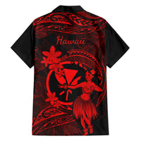 Hawaii Family Matching Off Shoulder Maxi Dress and Hawaiian Shirt Hula Girl Mix Polynesian Plumeria Red Version LT14 - Polynesian Pride