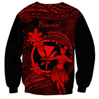 Hawaii Sweatshirt Hula Girl Mix Polynesian Plumeria Red Version LT14 - Polynesian Pride