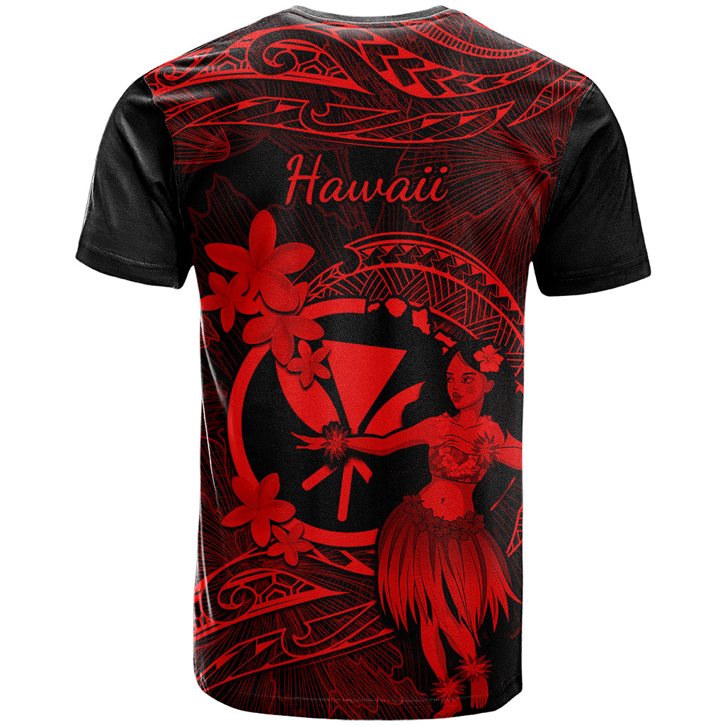 Hawaii T Shirt Hula Girl Mix Polynesian Plumeria Red Version LT14 - Polynesian Pride