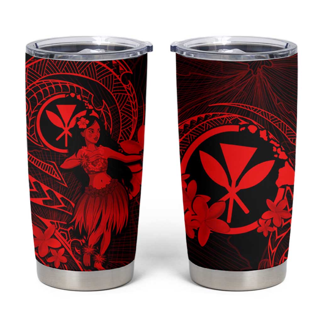 Hawaii Tumbler Cup Hula Girl Mix Polynesian Plumeria Red Version